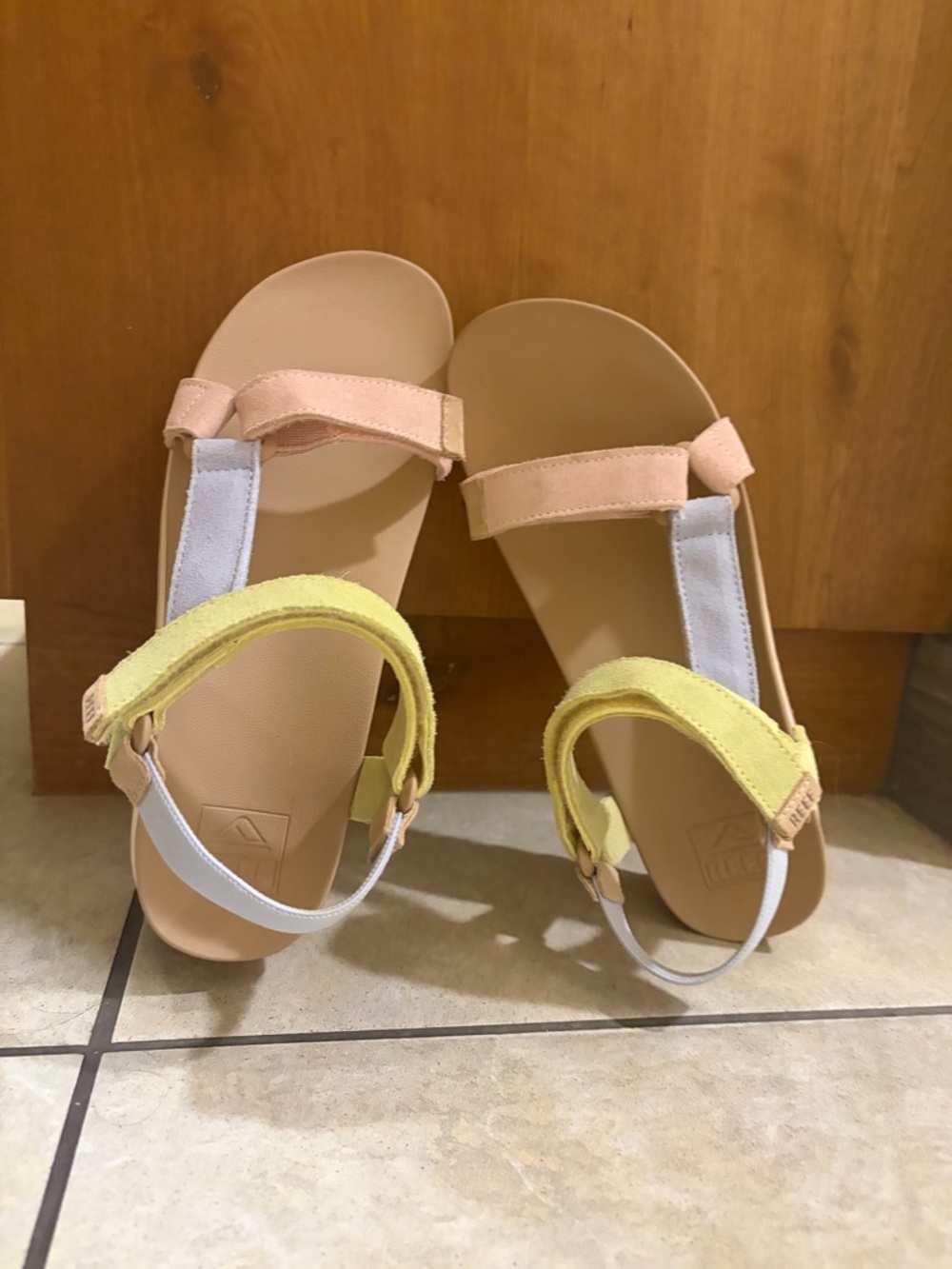 Reef Cushion Rem Hi Meringue pastel suede adjustable cushioned sandals